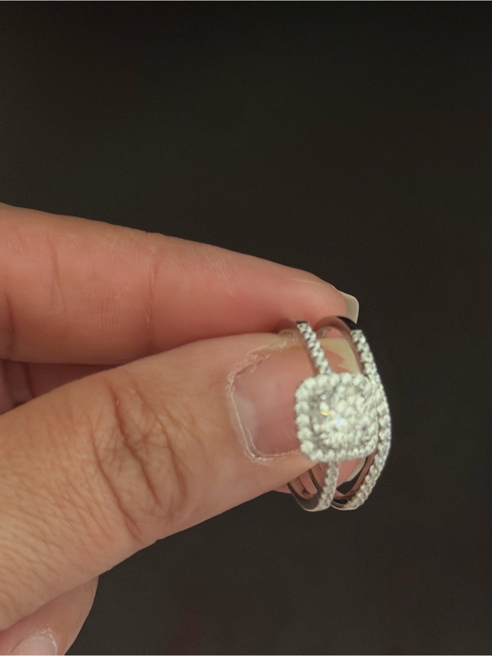 Moissanite Halo Engagement 2Pc Ring Set in Silver - 1.75TCW